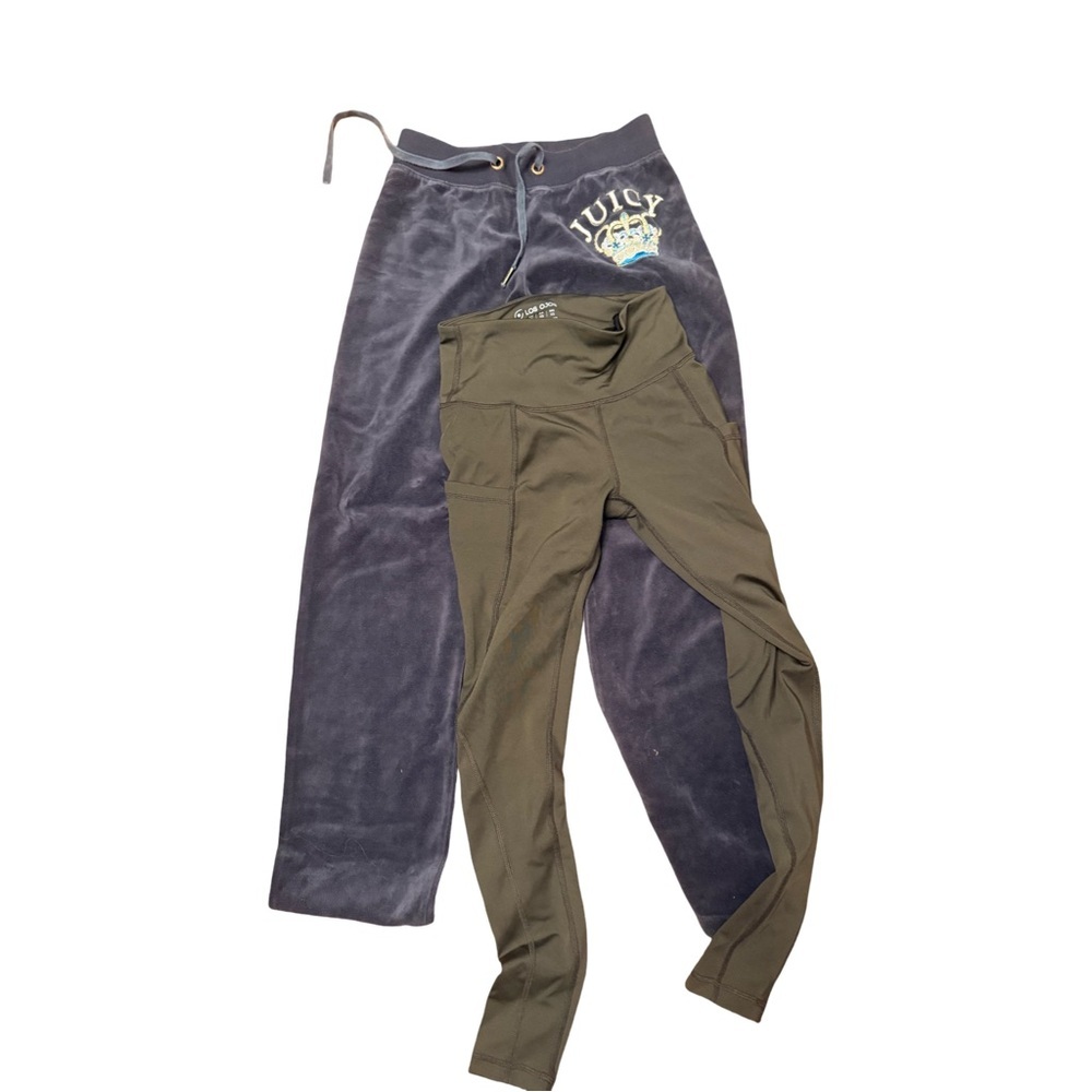 Juicy Couture Dark Gray Velour Pants and Olive Leggings